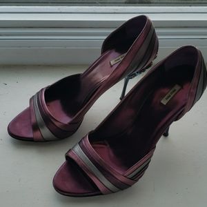 Shiny Purple and Silver Heels with Rhinestones